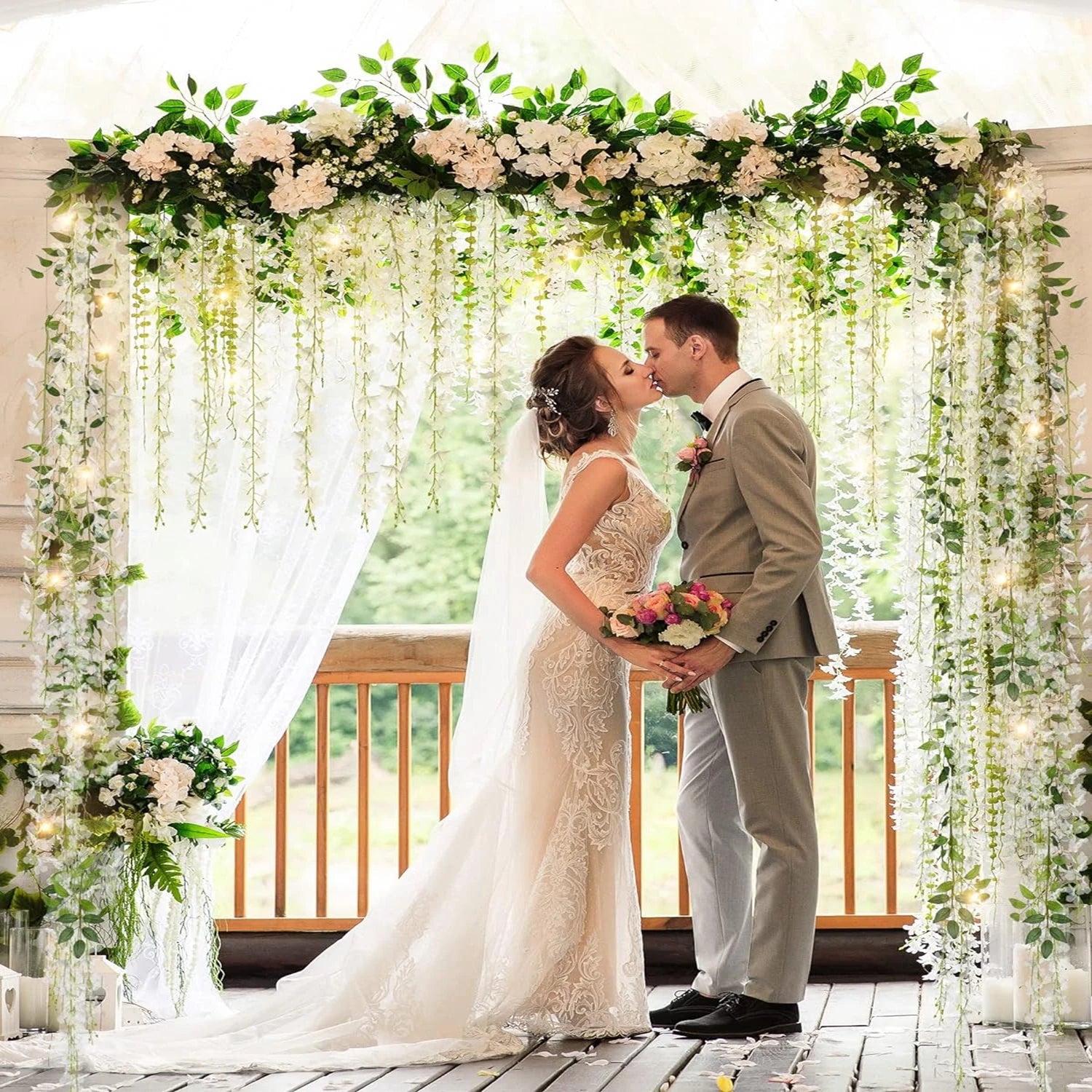 2 Meter LED light Artificial Leaf Flowers