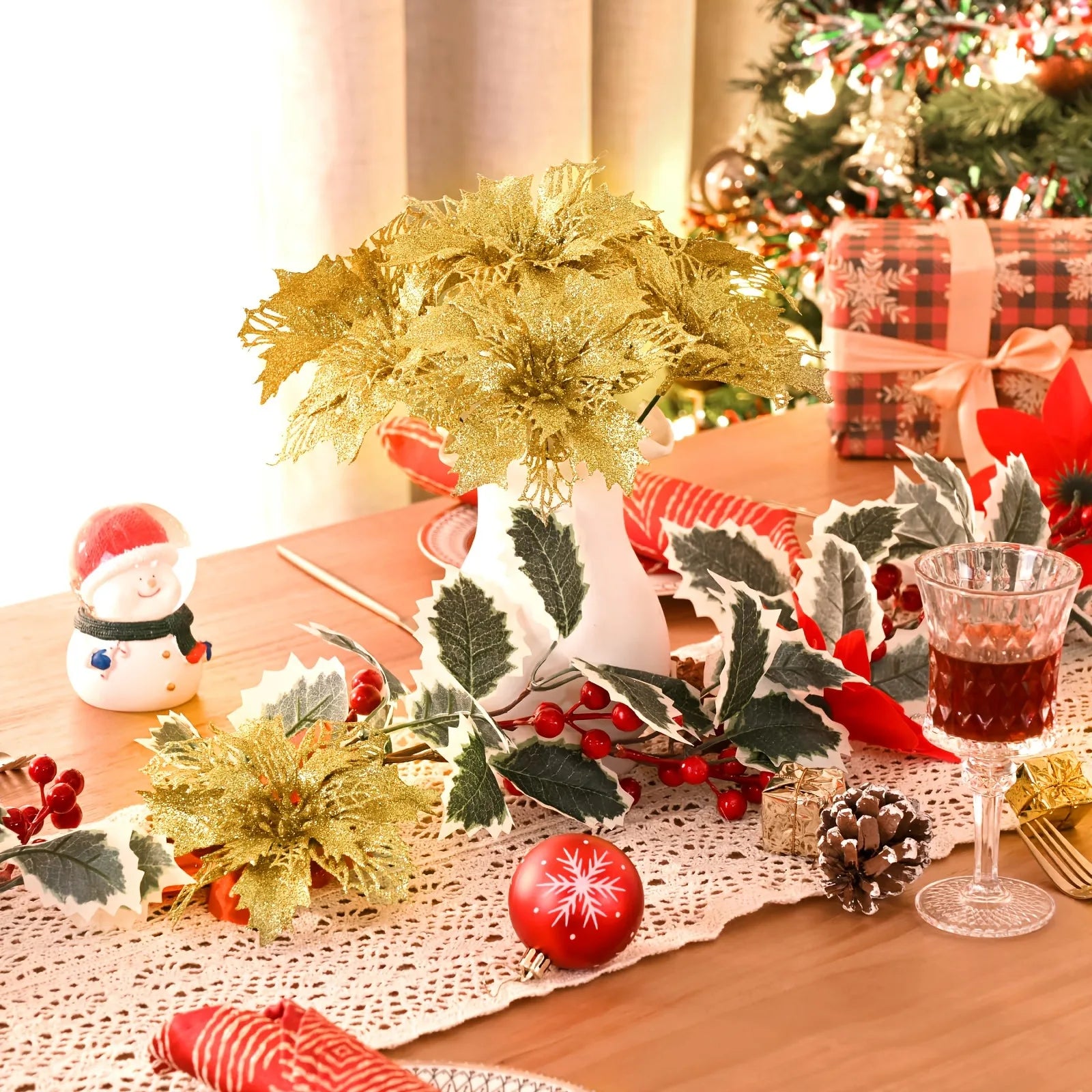 14pcs 11cm Artificial Flowers – Xmas Decor