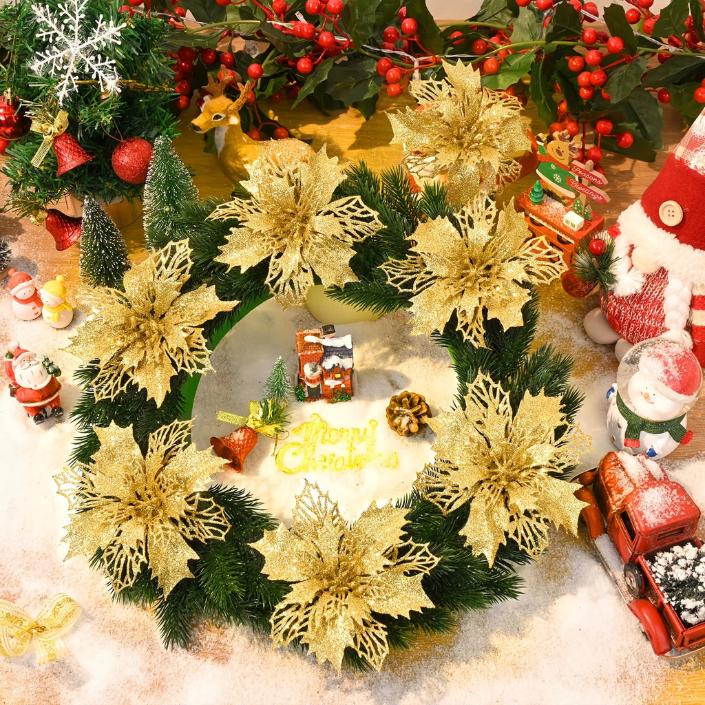 14pcs 11cm Artificial Flowers – Xmas Decor
