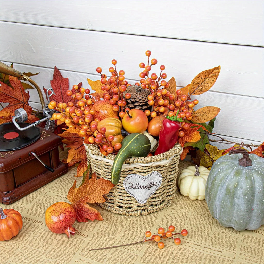 12pcs Artificial Yellow Berry Bouquet