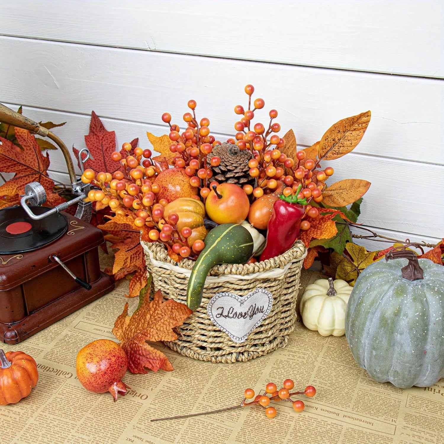 12pcs Artificial Yellow Berry Bouquet