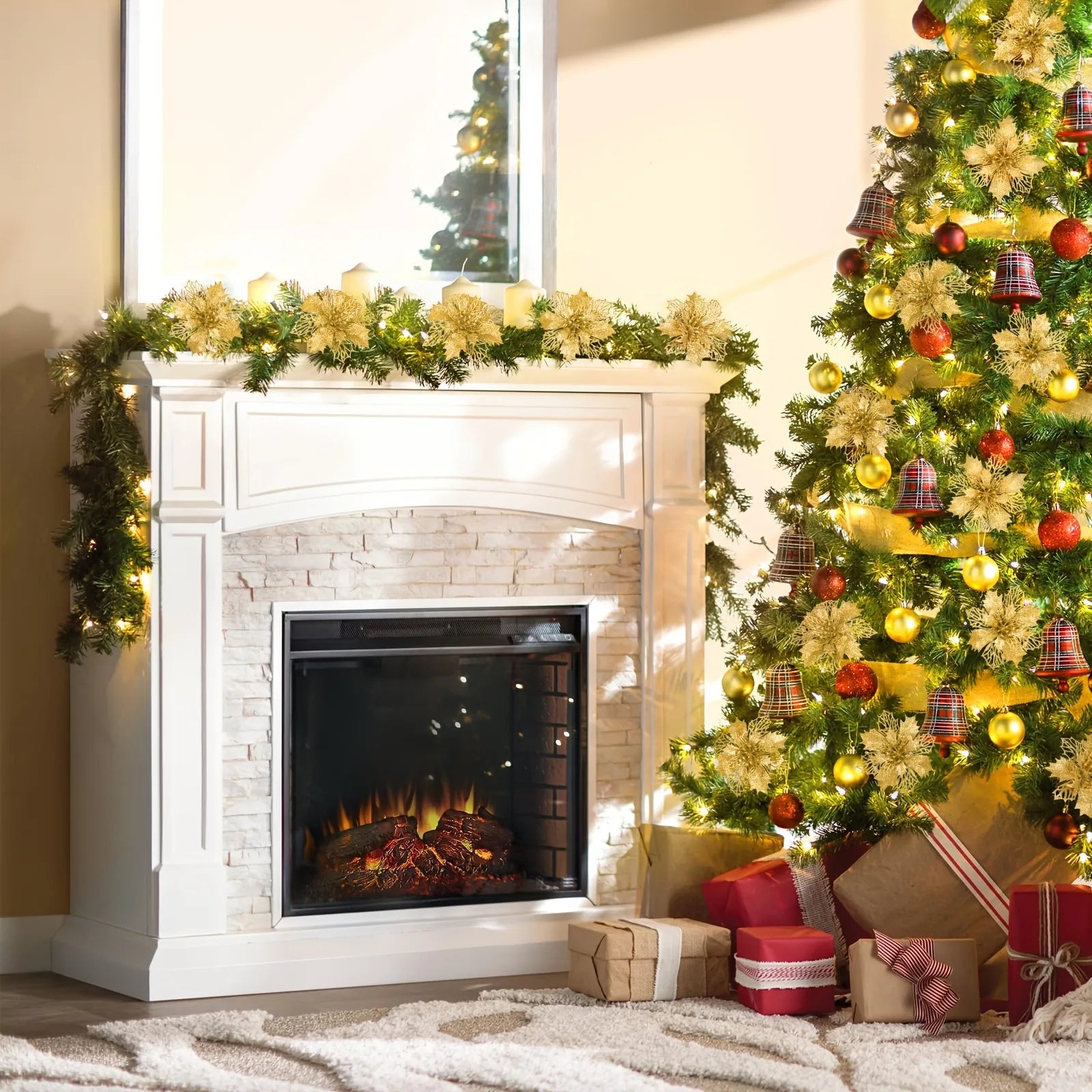 14pcs 11cm Artificial Flowers – Xmas Decor