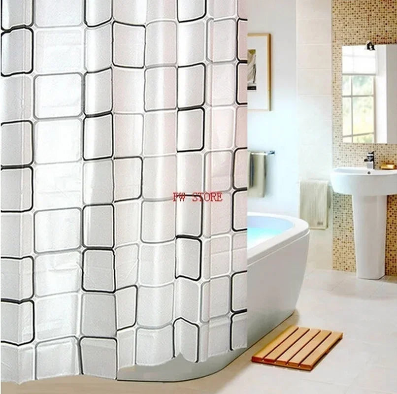 180*200cm Bathroom Curtain Waterproof Shower Curtain with 12 Curtain Hooks and Rings Shower Curtain Set