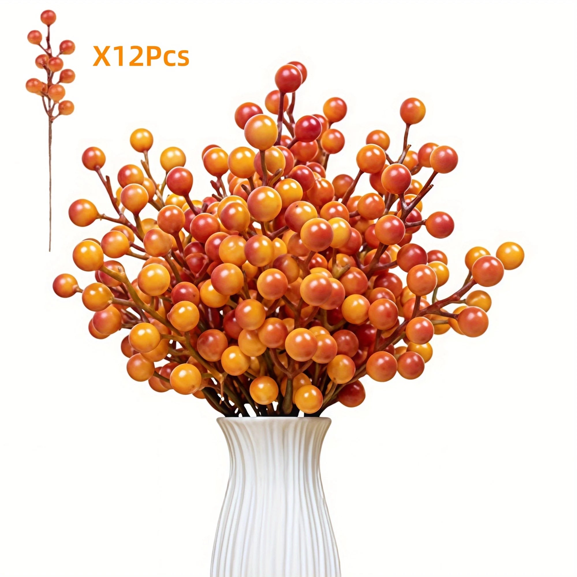 12pcs Artificial Yellow Berry Bouquet